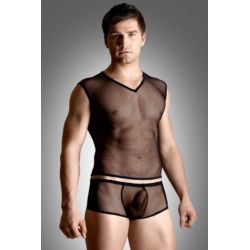 Net set - shirt and thong - black XL