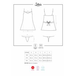Satinia babydoll i stringi kolor: czarny L/XL