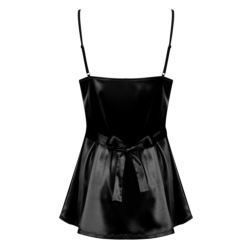 Satinia babydoll i stringi kolor: czarny L/XL