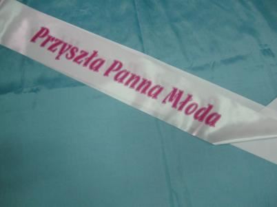 Szarfa Przyszła Panna Młoda biała
