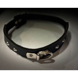 Obroża miekka skóra antaba czerna 28~38cm
