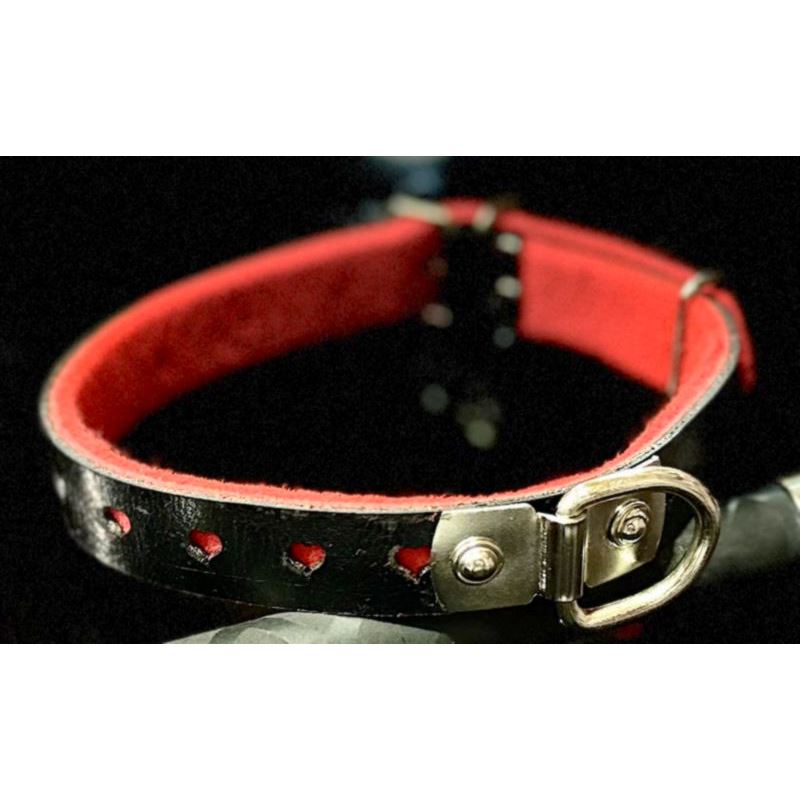 Obroża red serca filc red 41 cm