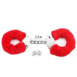 Fluffy hand cuffs red
