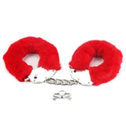 Fluffy hand cuffs red