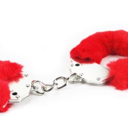 Fluffy hand cuffs red
