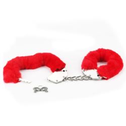 Fluffy hand cuffs red