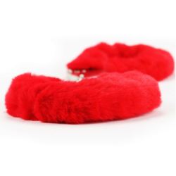 Fluffy hand cuffs red