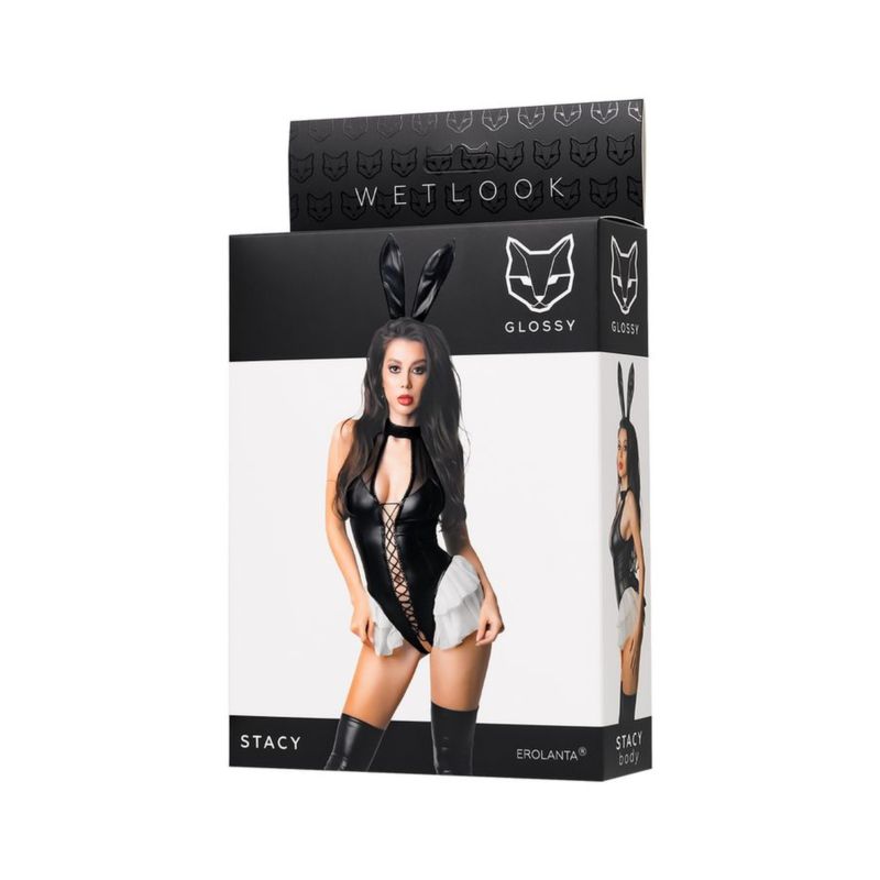 Glossy body z falbaną wetlook Stacy-M