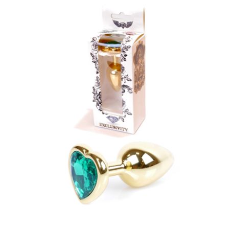 Plug-Jewellery gold heart green S