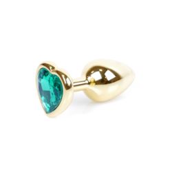 Plug-Jewellery gold heart green S