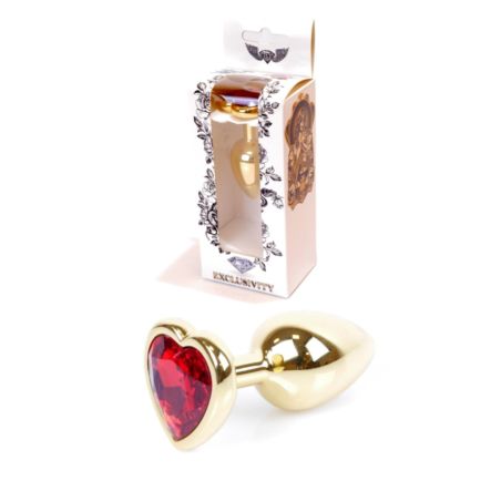 Plug-Jewellery Gold Heart plug red S