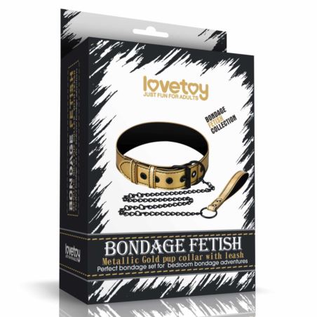 Bondage Fetish gold collar with leash