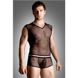  Net set - shirt and thong - black XL-3920