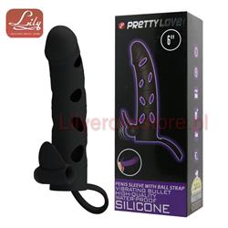 Pretty Love 6 Inch Vibrating Penis Sleeve Black -8018