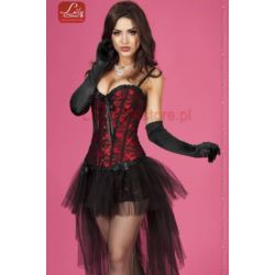 Red Corset+String roz XXL