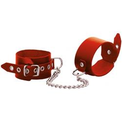 Kajdanki łączone łańcuchem  25cm czerwone-2165