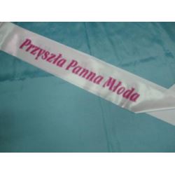 Szarfa Przyszła Panna Młoda biała