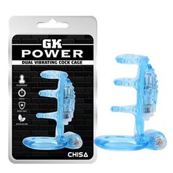 GK Power Dual Vibrating Cock Cage Blue-10810