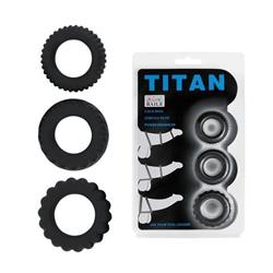TITAN cock ring set black x3-10838