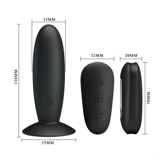 MR Play super-smooth vibrating butt plug black USB-10916