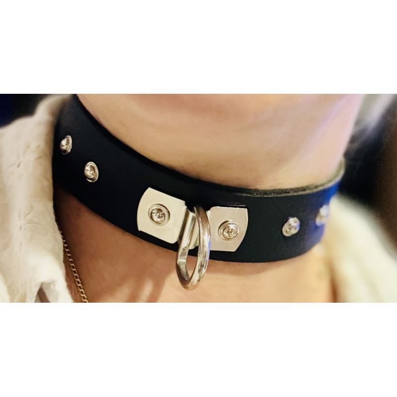 Obroża miekka skóra antaba czerna 28~38cm