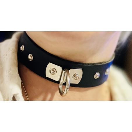 Obroża miekka skóra antaba czerna 28~38cm