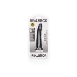 Slim Realistic Dildo black 6" 15,5 cm