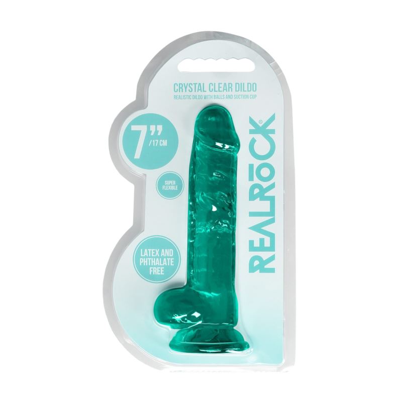 Realistic Dildo crystal turquoise 7"17 cm