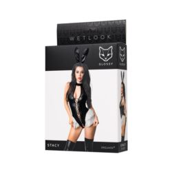 Glossy body z falbaną wetlook Stacy-S