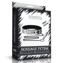 Bondage fetish collar and leash silver